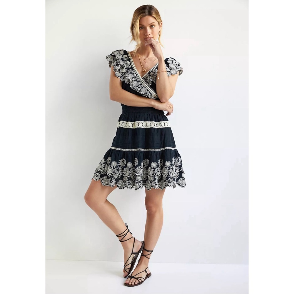Anthropologie Embroidered Lace Skirt Black NWT Size XL